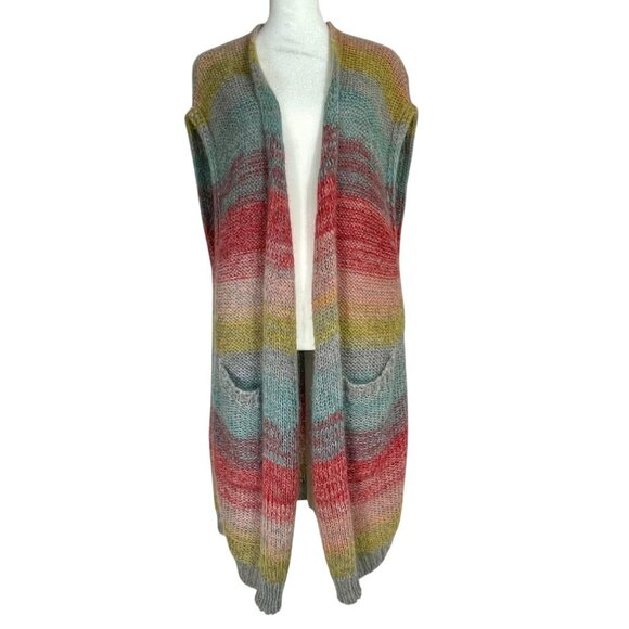 Anthropologie Moth Rinda Knit Mohair Ombré Rainbow Longline Duster Cardigan XS-M - Picture 15 of 16